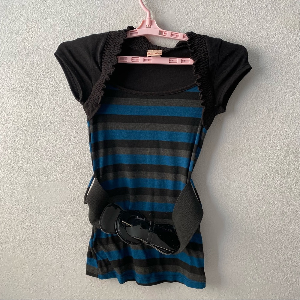 Fashion Magazine | Women's Stripped Top with belt Size S